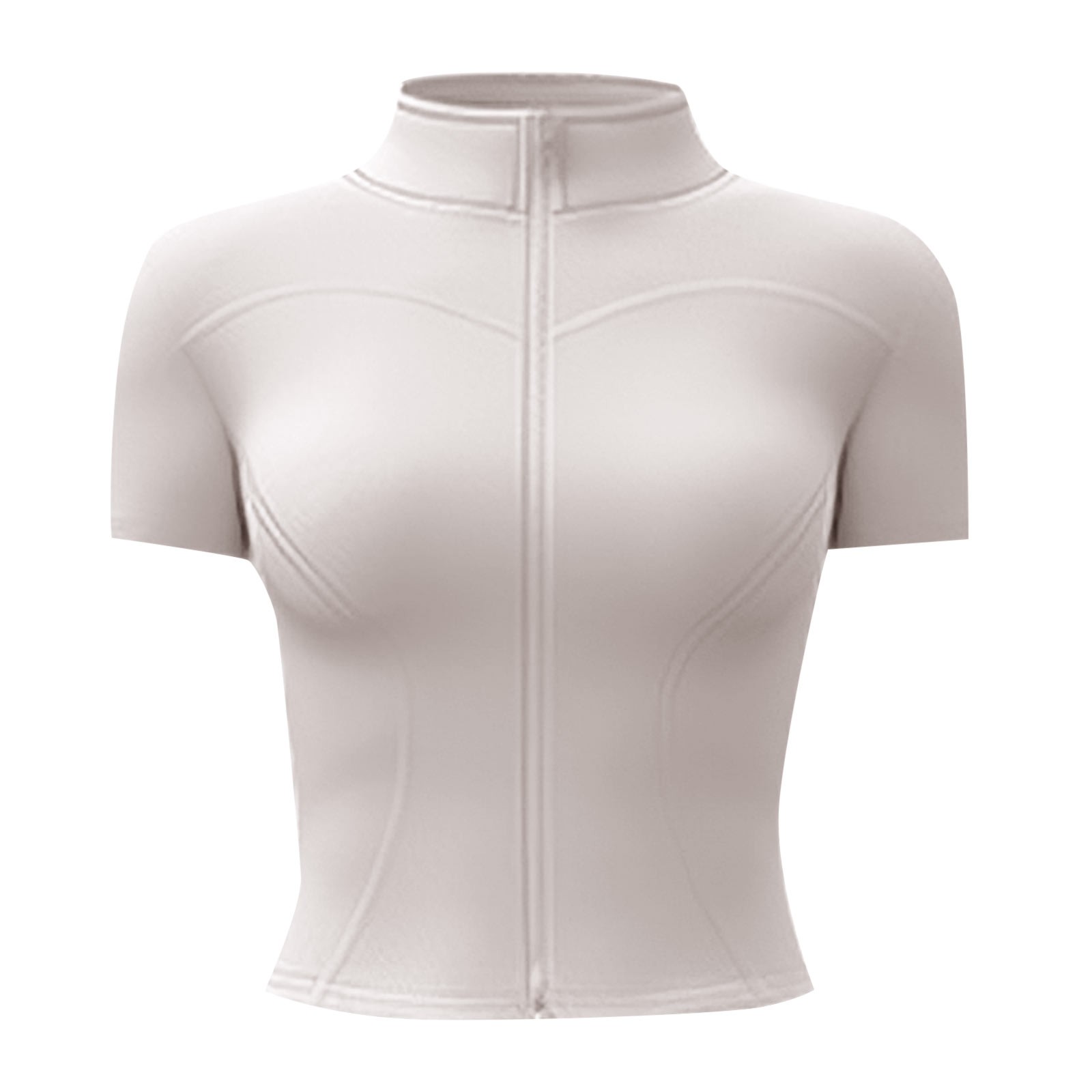 thumbnail image 5 of Chaqueta deportiva ajustada de manga corta con cuello alto y chaqueta de yoga de alta elasticidad para mujer - Material suave y duradero, diseño sólido y moderno, 5 of 5